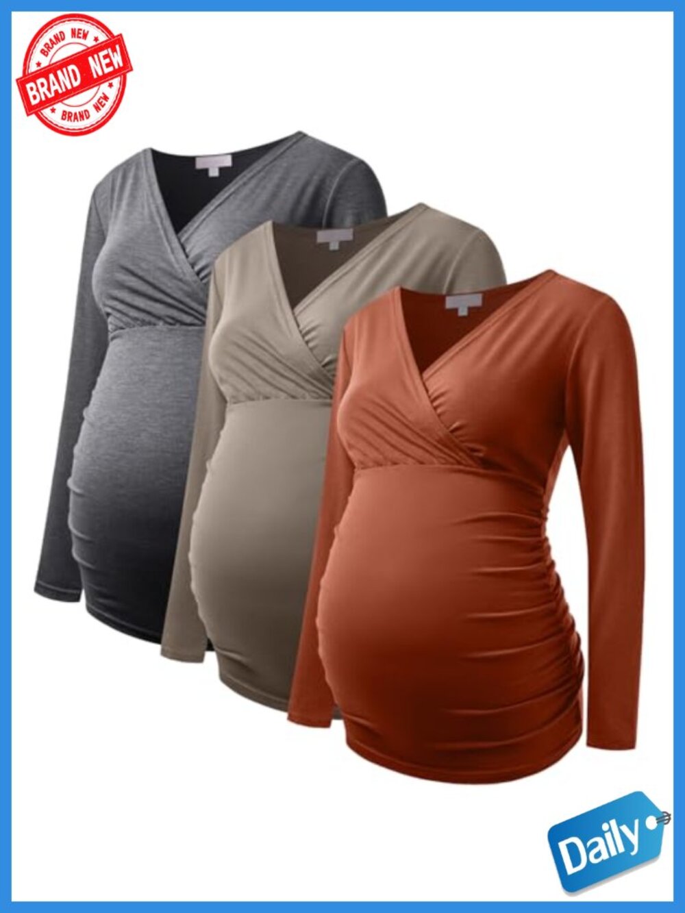 Maternity Wrap V-Neck Long Sleeve Nursing Top Blouse